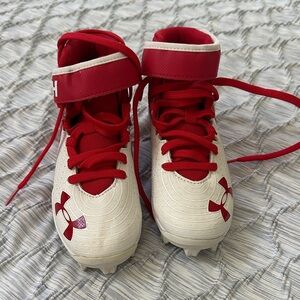 Under Armour Kids Red and White Sports Cleats